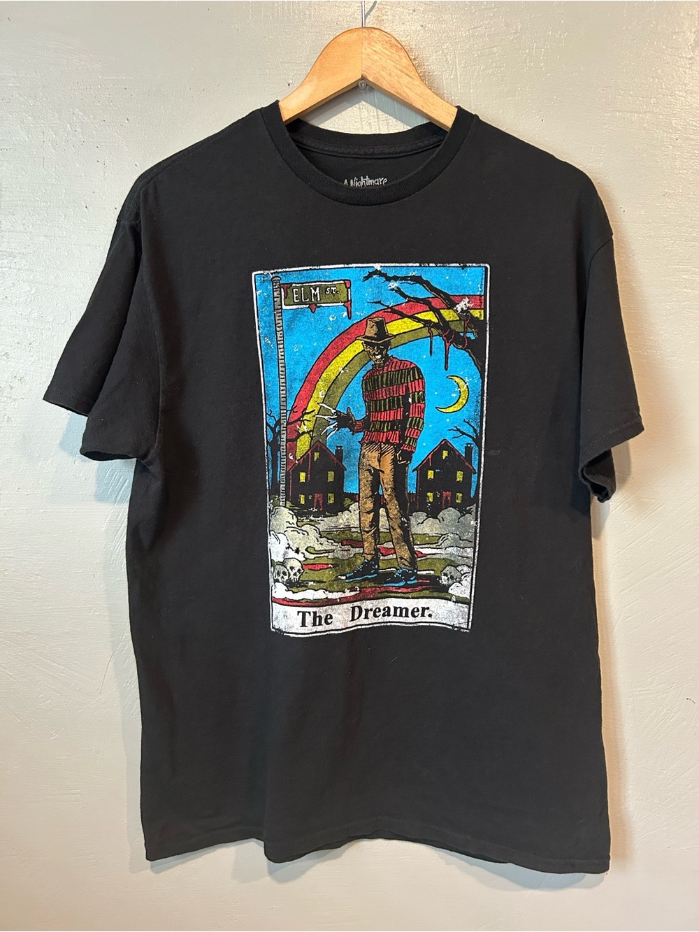 John Varvatos Black Short Sleeve Tee with Multicolor 'The Dreamer' Graphic